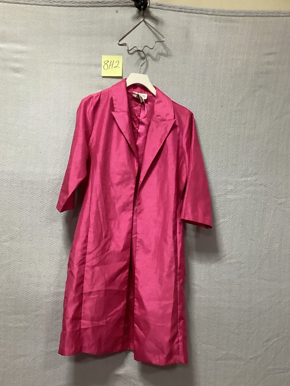 Women's Hot Pink Satin Trench Coat - Classic Lapel